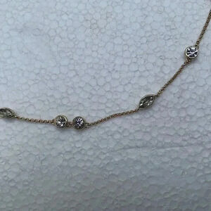 NEW LEE ANGEL Silver Tone Crystal Accent Necklace